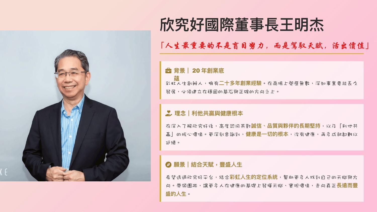 欣究好國際董事長 王明杰